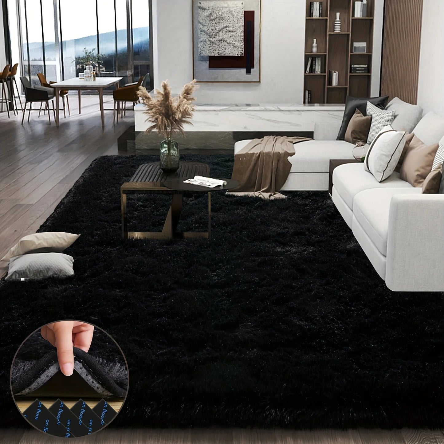 Noned Plush Area Rug Aubusson Design Shag Bedroom Decor