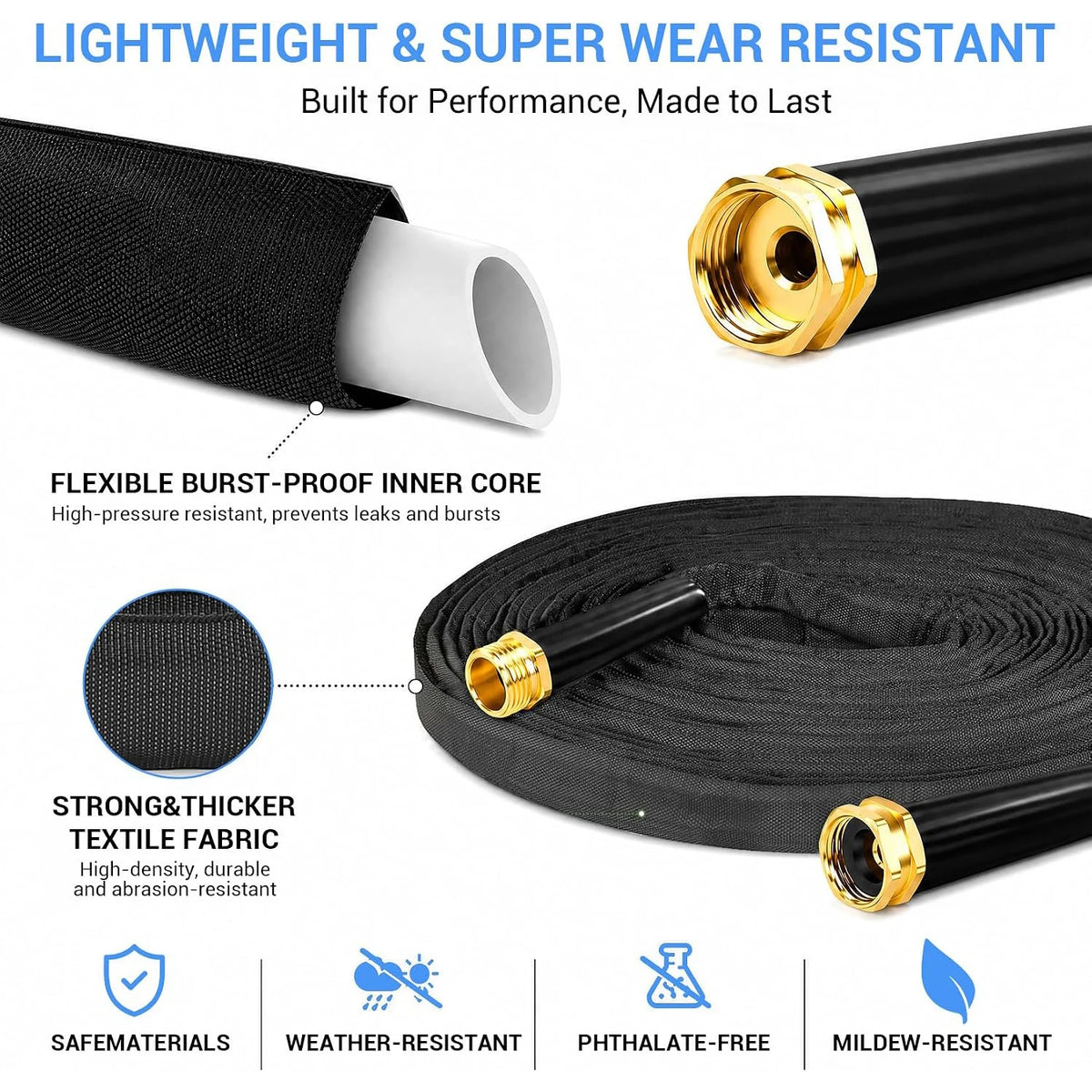 HiMiss Lightweight Fabric Covered Garden Hose For Outdoor Use