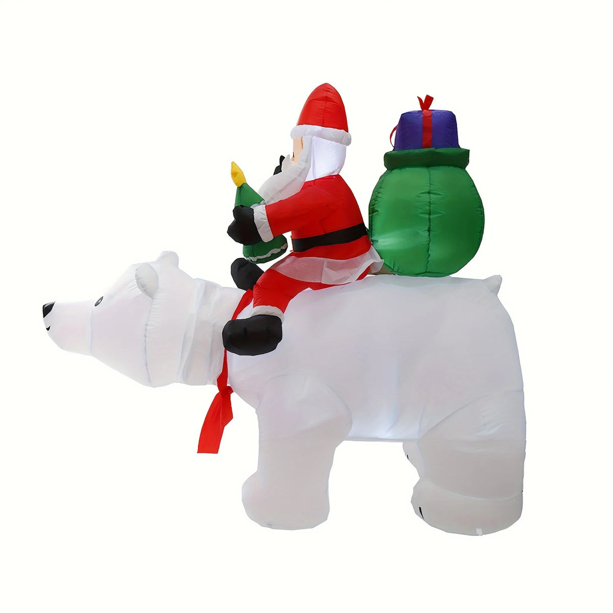 Inflatable Santa Riding Polar Bear With Shaking Head Christmas Decor
