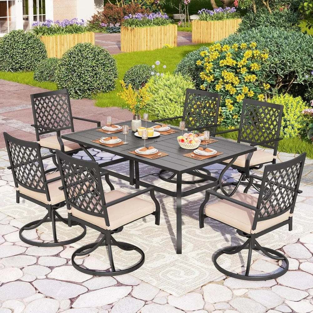 Outdoor Metal Swivel Chairs Set Of 2 With Cushions