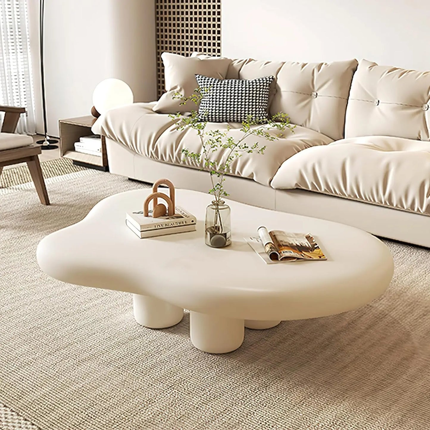 Minimalist Modern Walnut Wood Coffee Table For Living Room