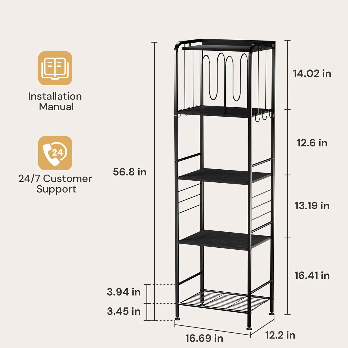Freestanding Metal Bathroom Towel Rack With Detachable M Shaped Dividers