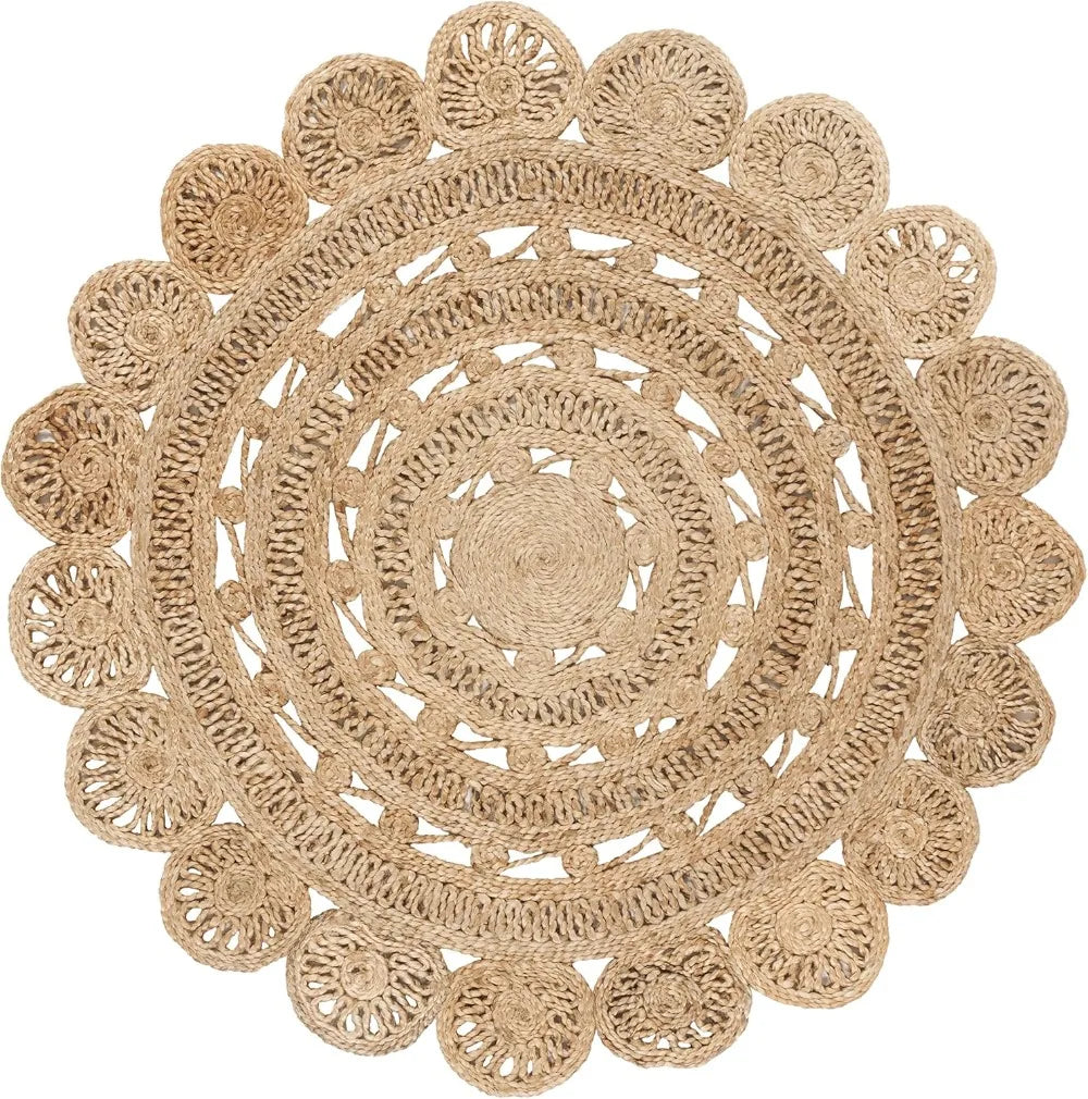 Handmade Boho Jute Area Rug For Living Room And Bedroom