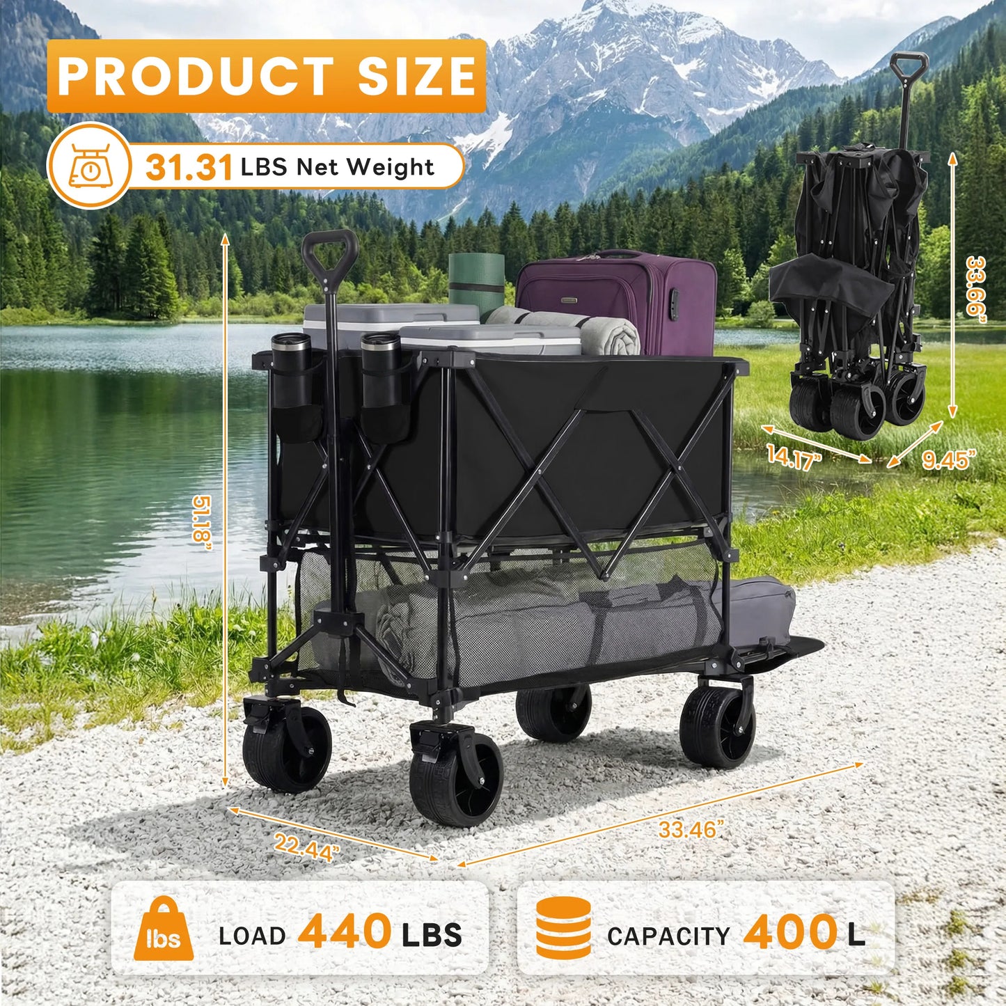 JHK Outdoor Double Decker Wagon Cart