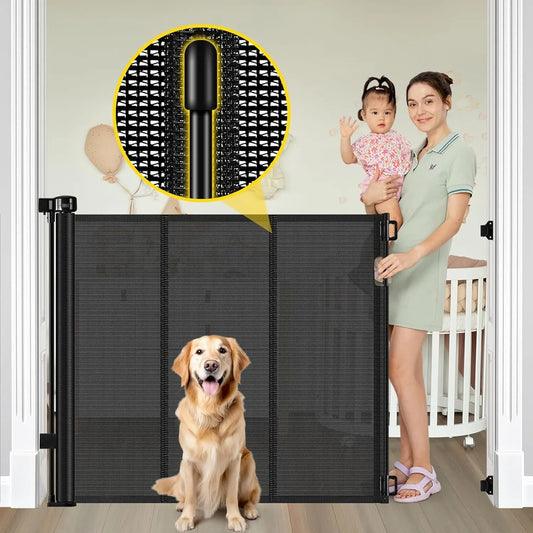 Retractable Baby and Dog Gate Indoor Outdoor Safety Barrier