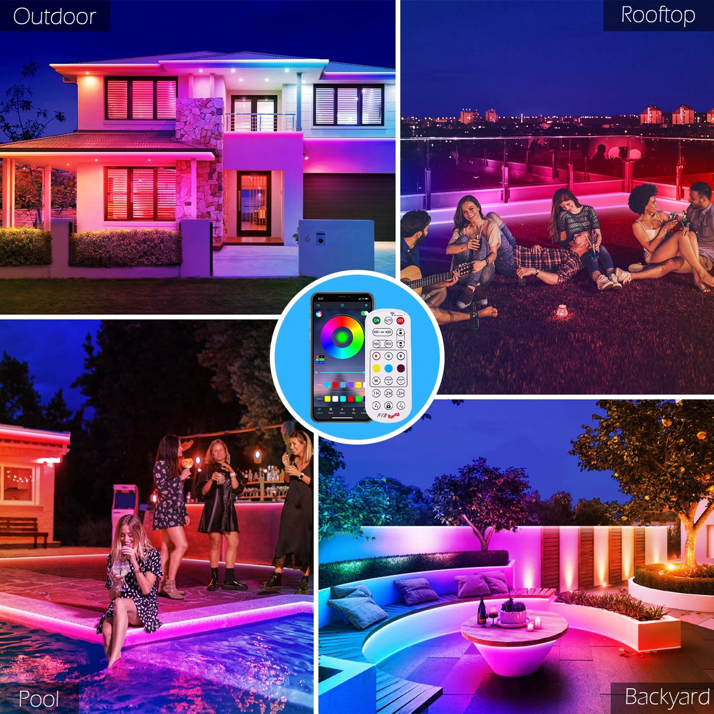 AILBTON Outdoor IP65 RGB LED Strip Lights With App Control