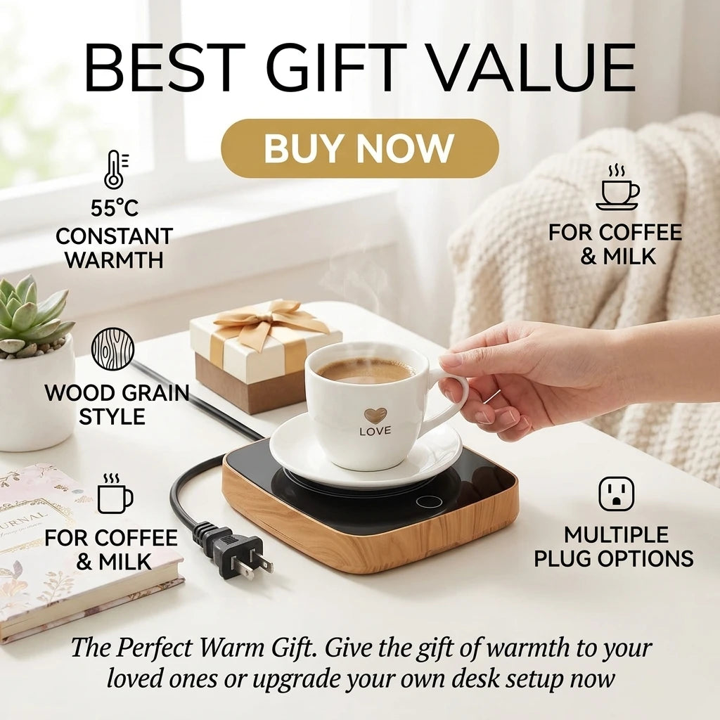 Desk Coffee Mug Warmer 131F 55C Constant Temperature US Plug