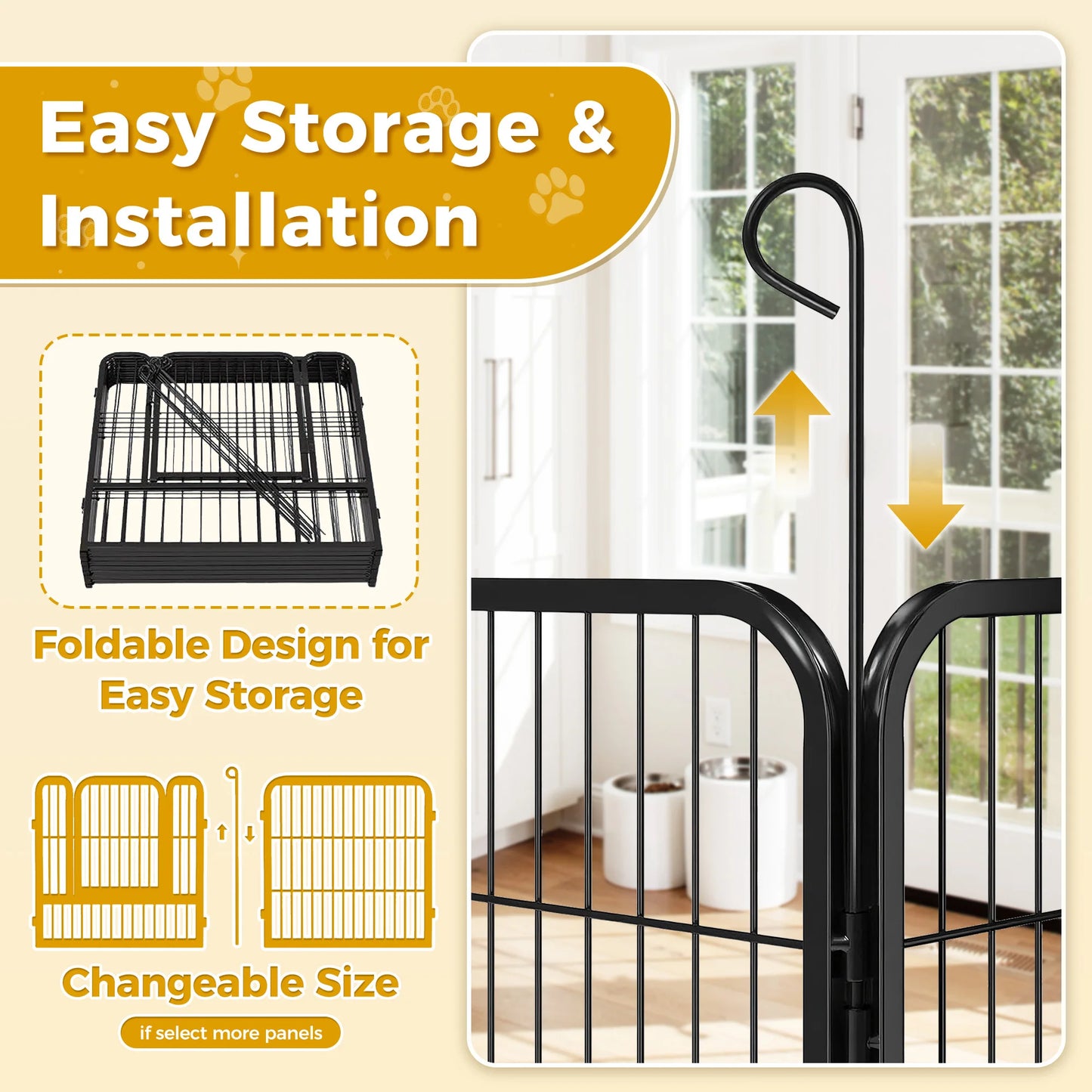 Dog Playpen With Door Foldable Metal Pet Fence
