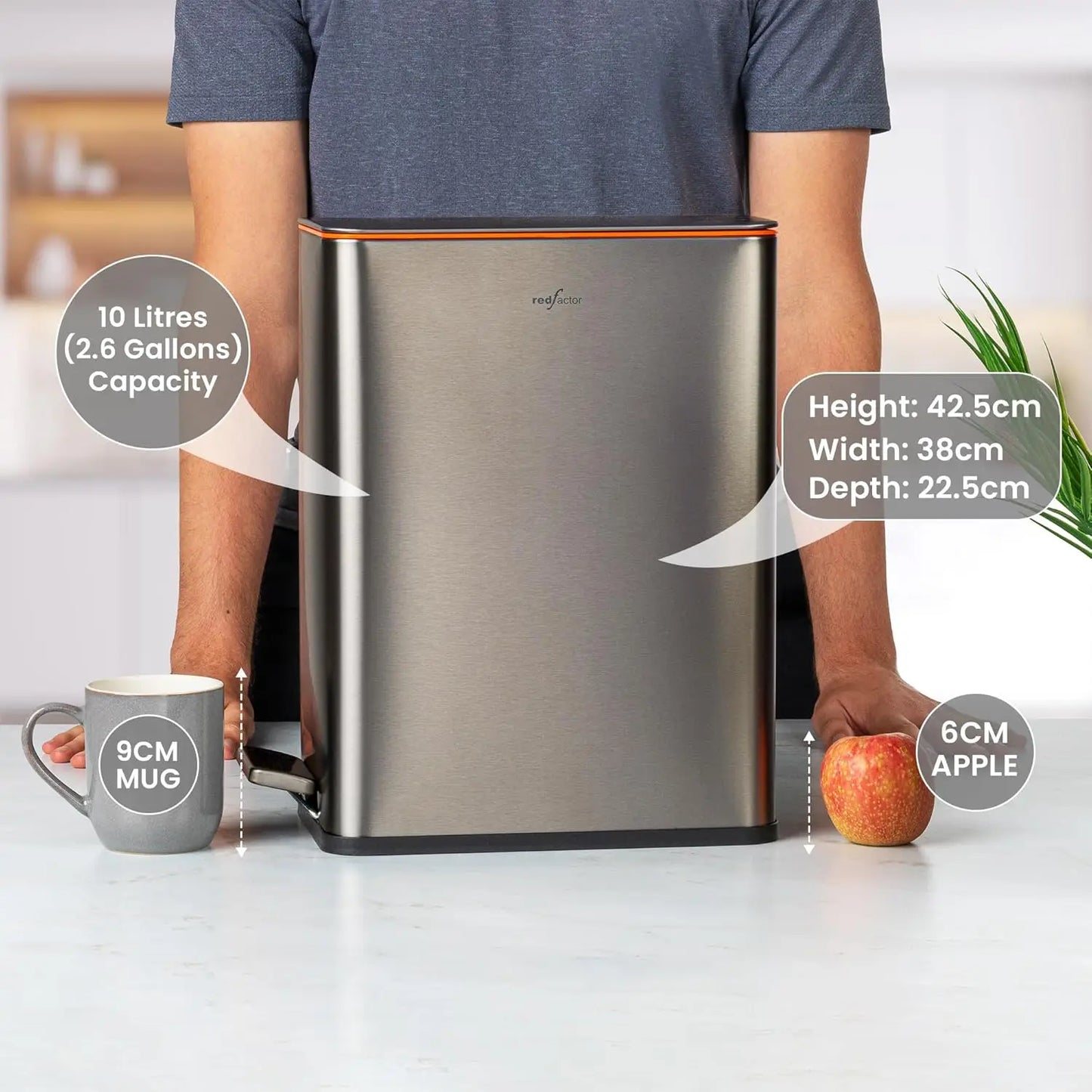 Slim 2.6 Gallon Stainless Steel Pedal Trash Can Lid