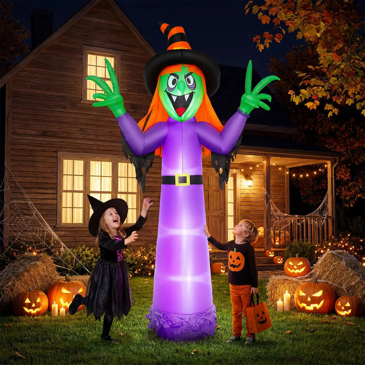HiMISS Halloween Inflatable Witch Outdoor Yard Decoration With LED Lights