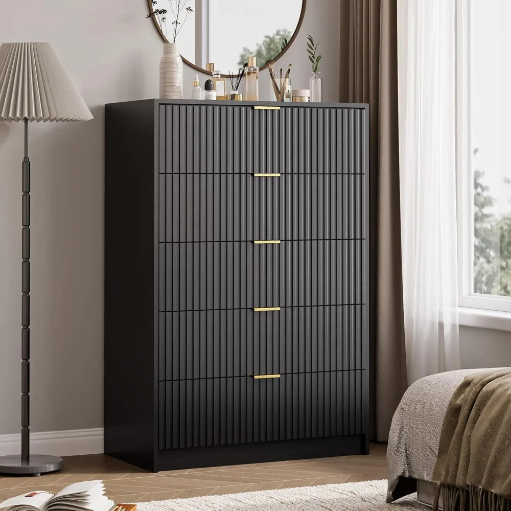 RBXC Drawer Dresser Tall Chest Of Drawers With Gold Handles