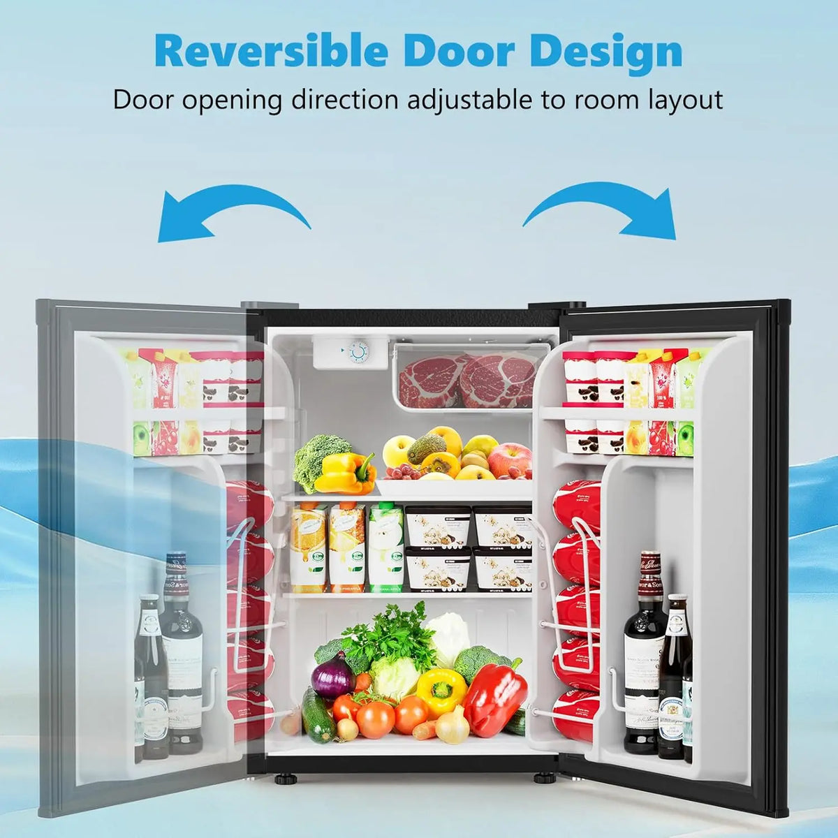 XMSJ Compact Refrigerator With Freezer And Reversible Door