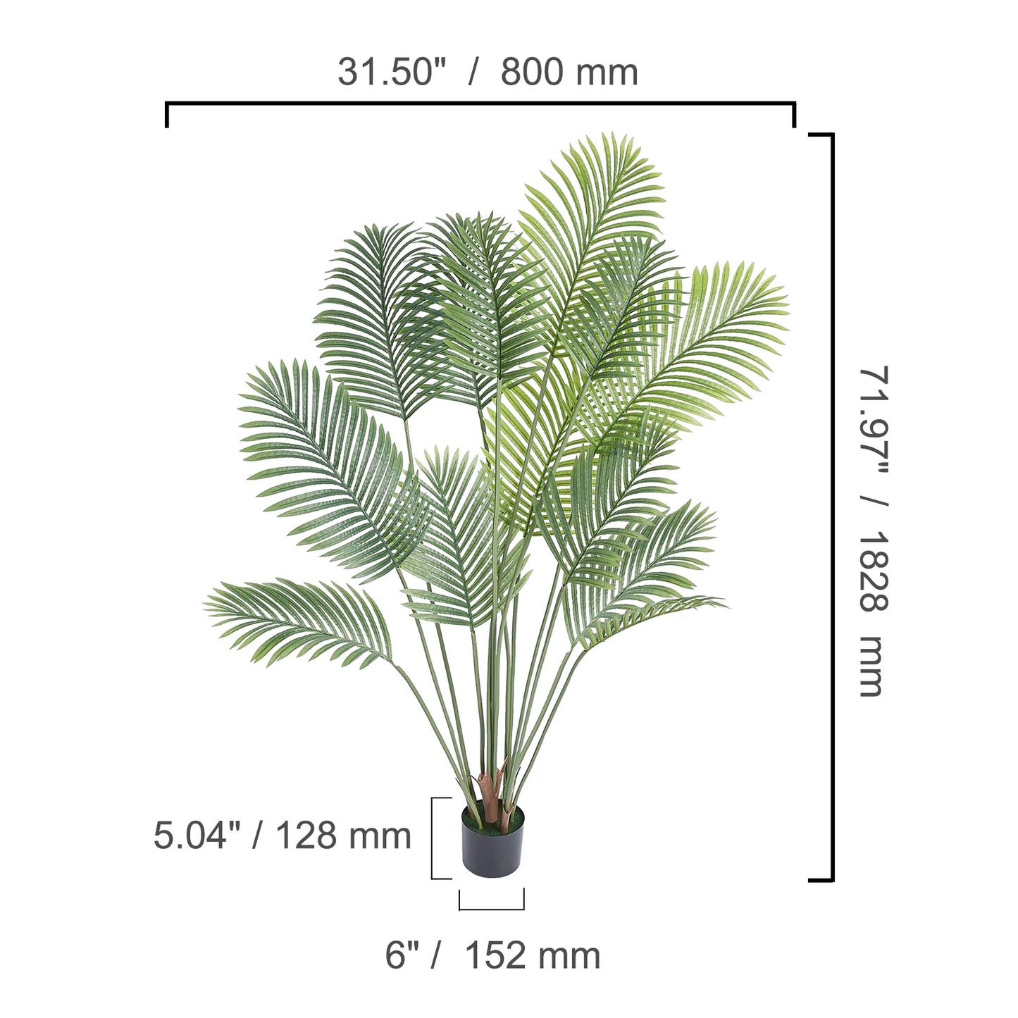 SucceBuy Artificial Palm Tree Faux Plant With Secure PE Material Low Maintenance