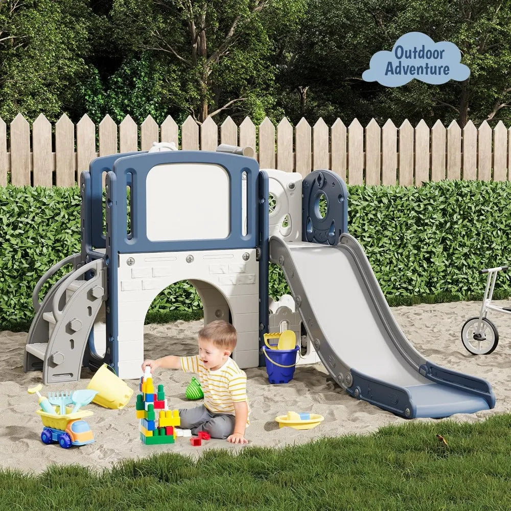 8 In 1 Toddler Activity Playset With Slide Climber Hoop