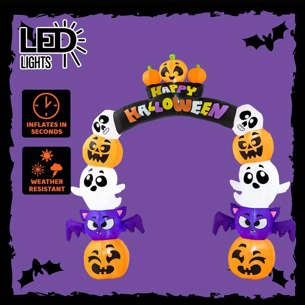 Halloween Pumpkin Archway Inflatable Outdoor Yard Decoration With LED Lights