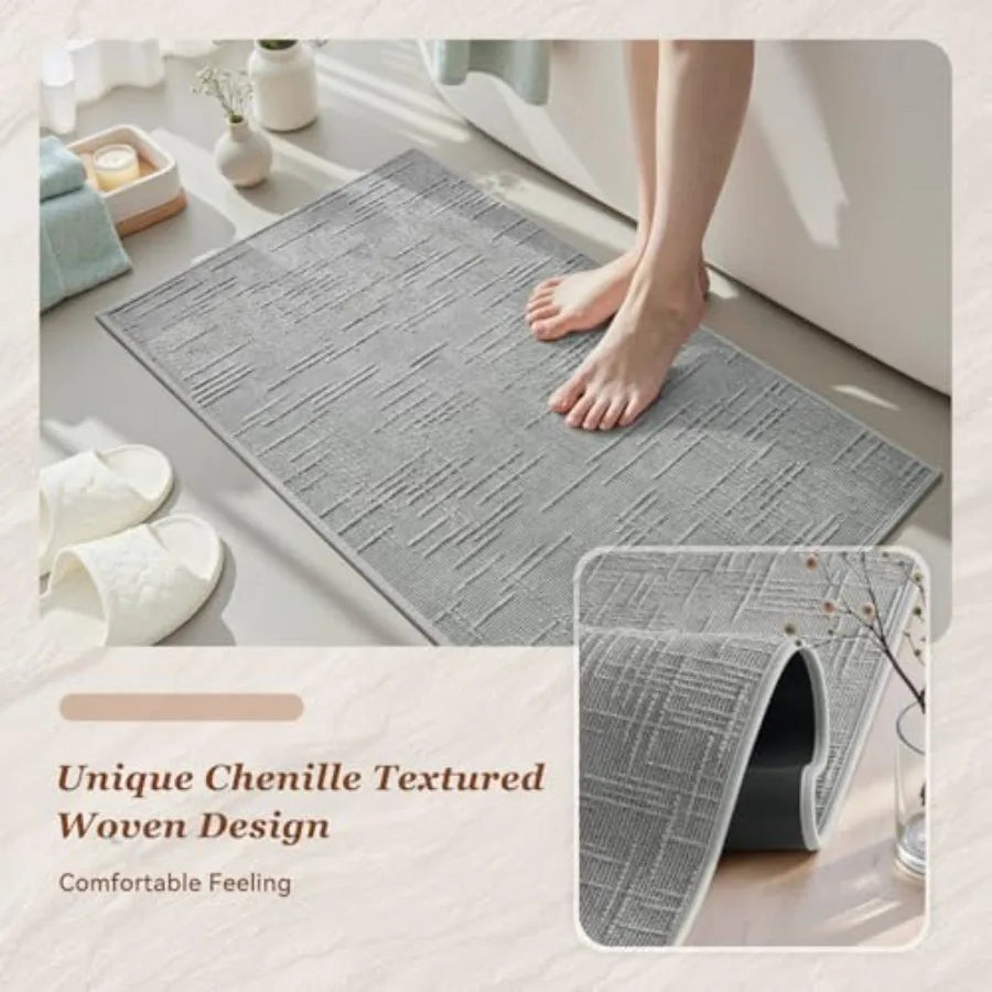 Non Slip Quick Dry Absorbent Bath Mat With Rubber Backing Washable Rug