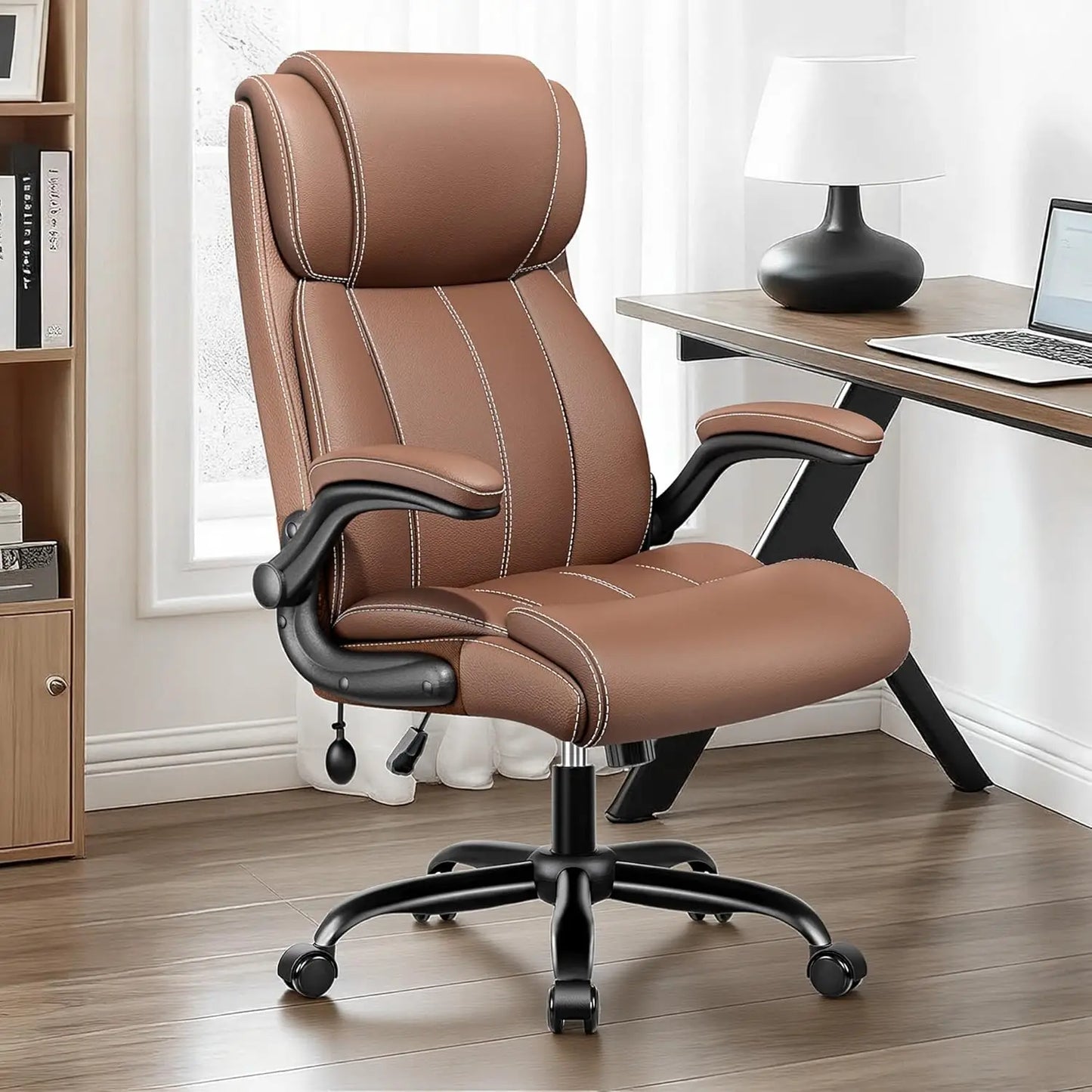 Ergonomic Faux Leather Office Chair With Adjustable Lumbar Support