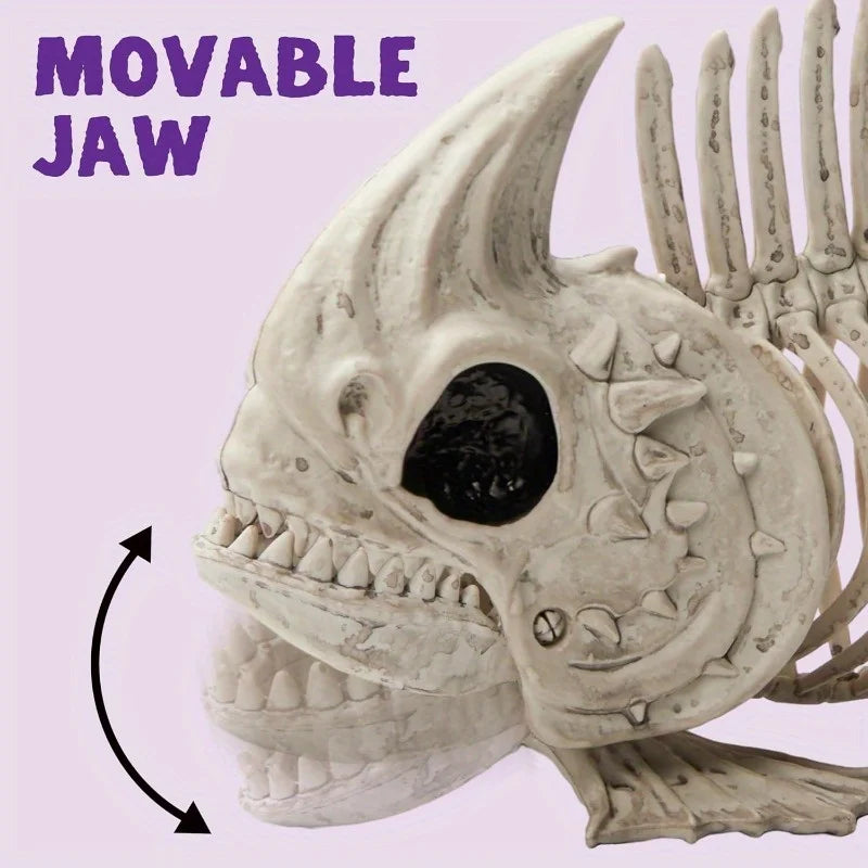 Poseable Fish Skeleton Halloween Decor For Indoor Outdoor Parties