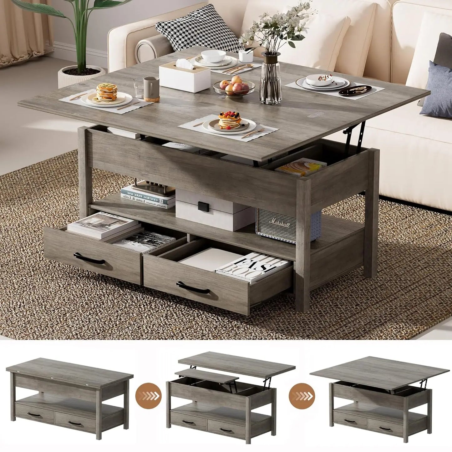 Guangbai Lift Top Coffee Table With Storage And Hidden Compartments