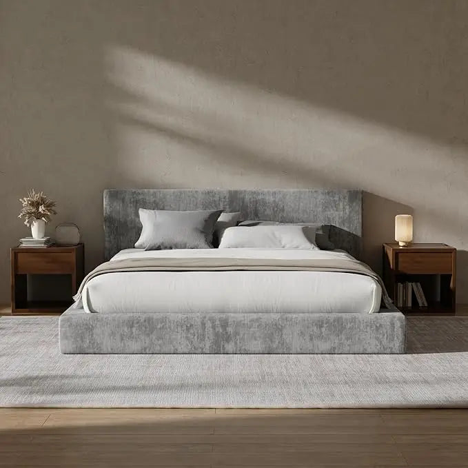 MOYU Cloud Upholstered Bed Frame With Headboard And Foam Platform
