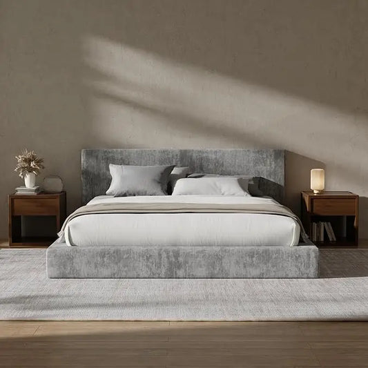 MOYU Cloud Upholstered Bed Frame With Headboard And Foam Platform