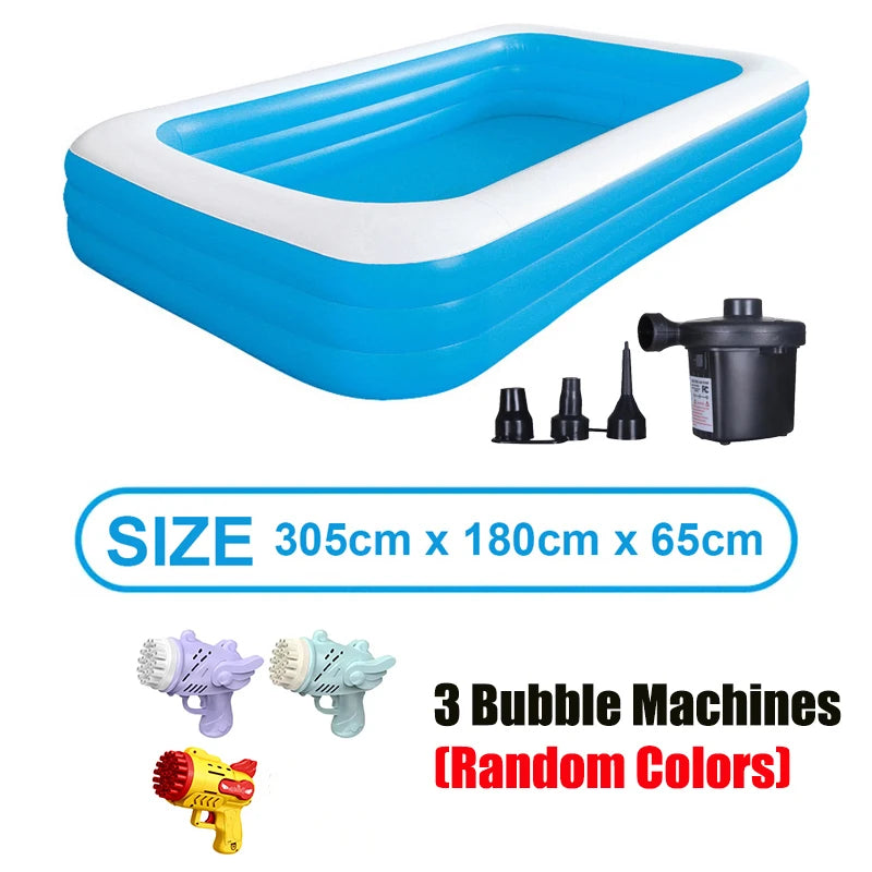 Kmoist Inflatable Rectangular Pool Large Family Outdoor Bathing Tub