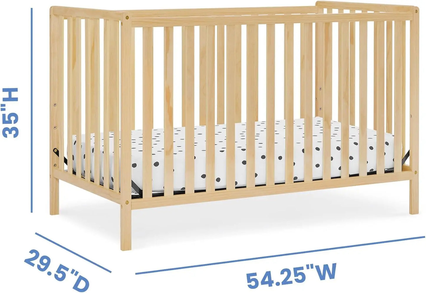 4-In-1 Convertible Baby Crib With Adjustable Height In Natural Wood
