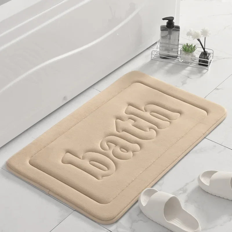 Non Slip Bathroom Floor Mat Water Absorbent Flannel Bath Rug