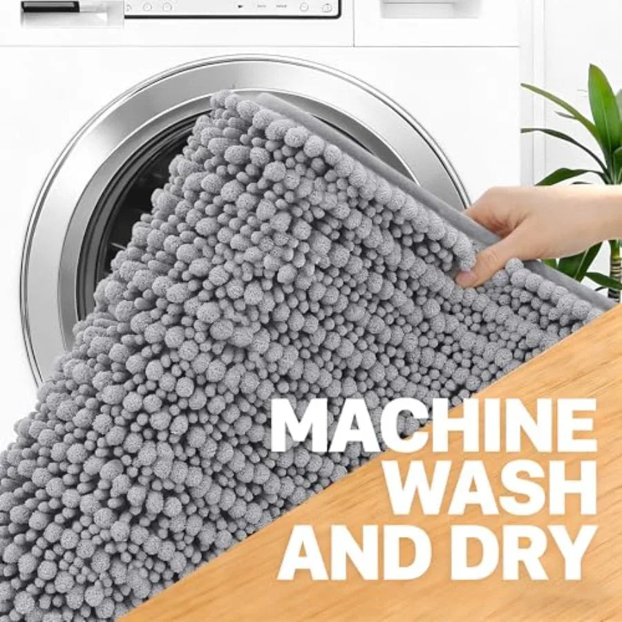 Soft Absorbent Chenille Bathroom Rug Mat With Non Slip Backing
