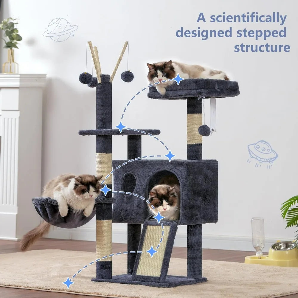 NBVCX Cat Tree Tower With Sisal Posts And Hammock Platform
