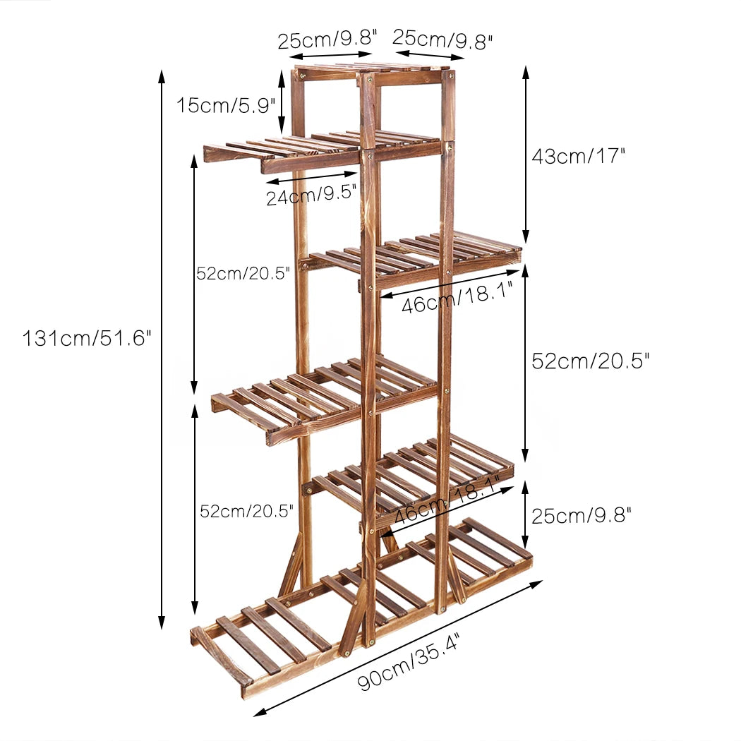BINGOPAW Six Tier Wooden Plant Stand For Elegant Flower Display
