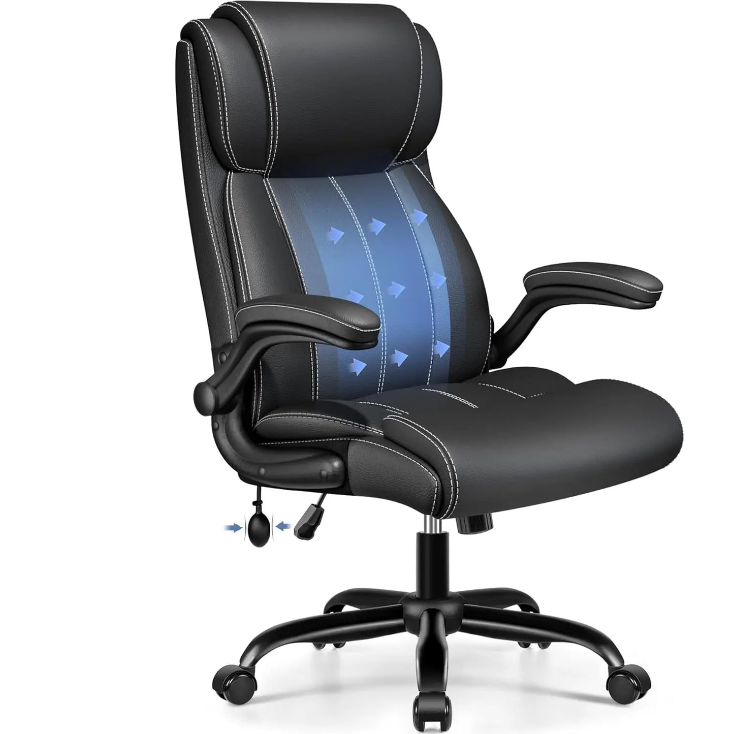 Ergonomic Faux Leather Office Chair With Adjustable Lumbar Support