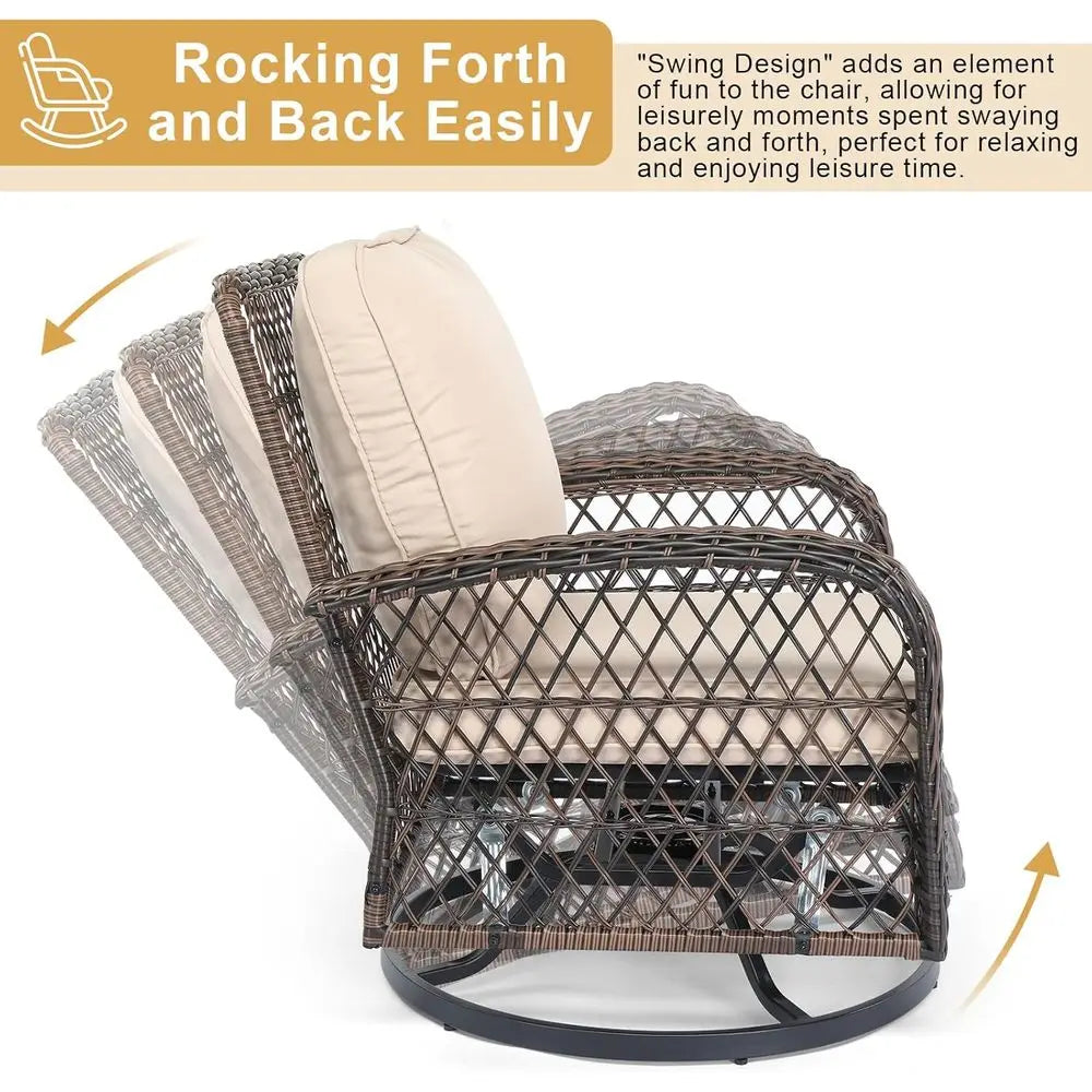 Three-Piece Outdoor Patio Bistro Set With Swivel Chairs And Table
