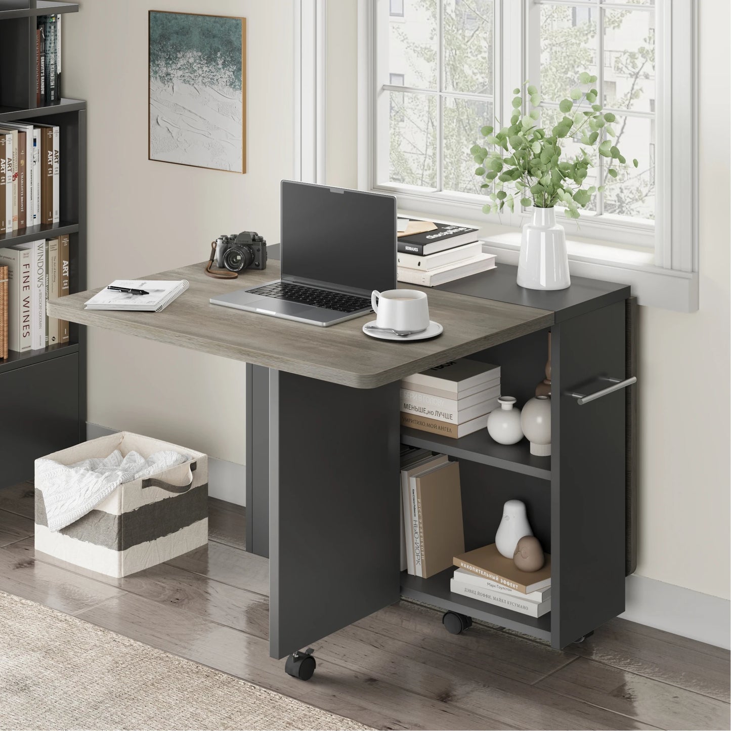 HiMISS Space-Saving Folding Dining Table Drop Leaf And Storage