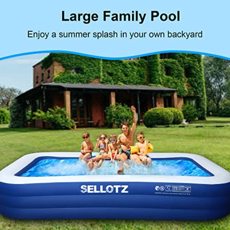 Inflatable Family Pool For Backyard Outdoor Use Oversized Adults