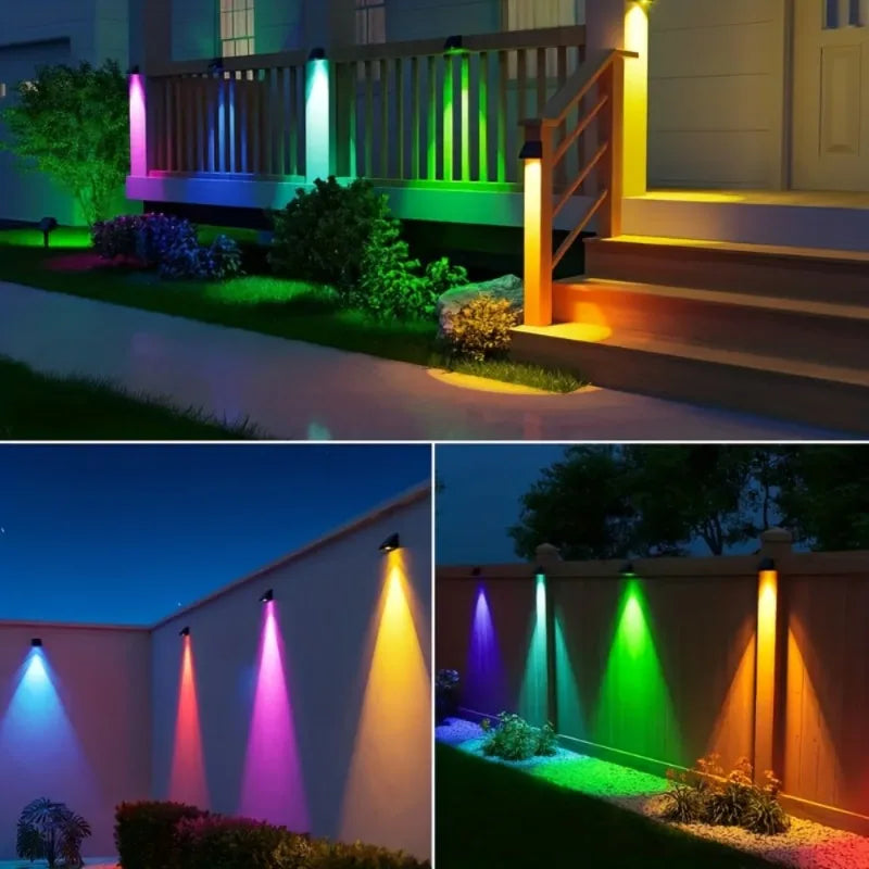 Solar Powered Garden Wall Lights with Sloped Design and 9 Modes