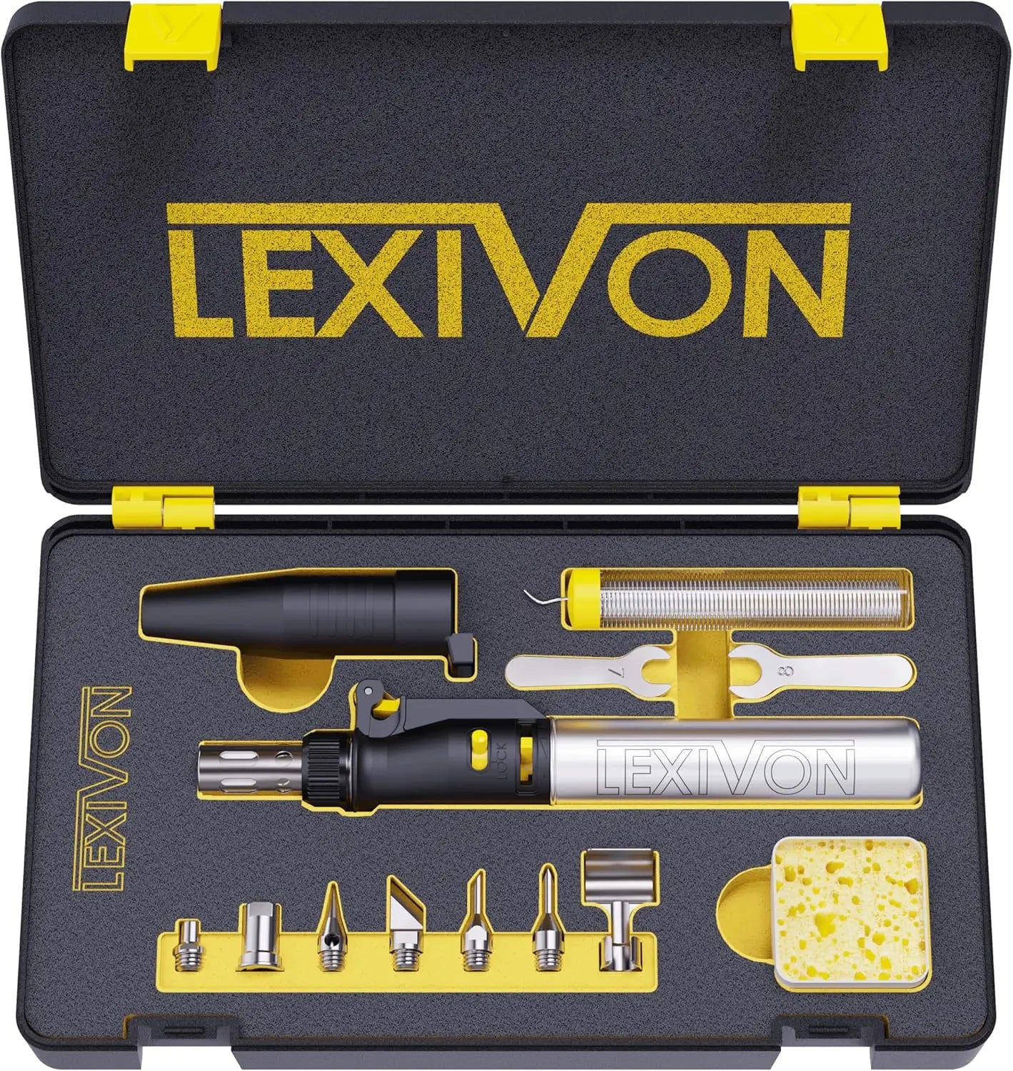 Cordless Butane Soldering Iron Kit with Adjustable Flame and 7-Tip Set | Pro Grade 125W Equivalent for Multi-Purpose Use