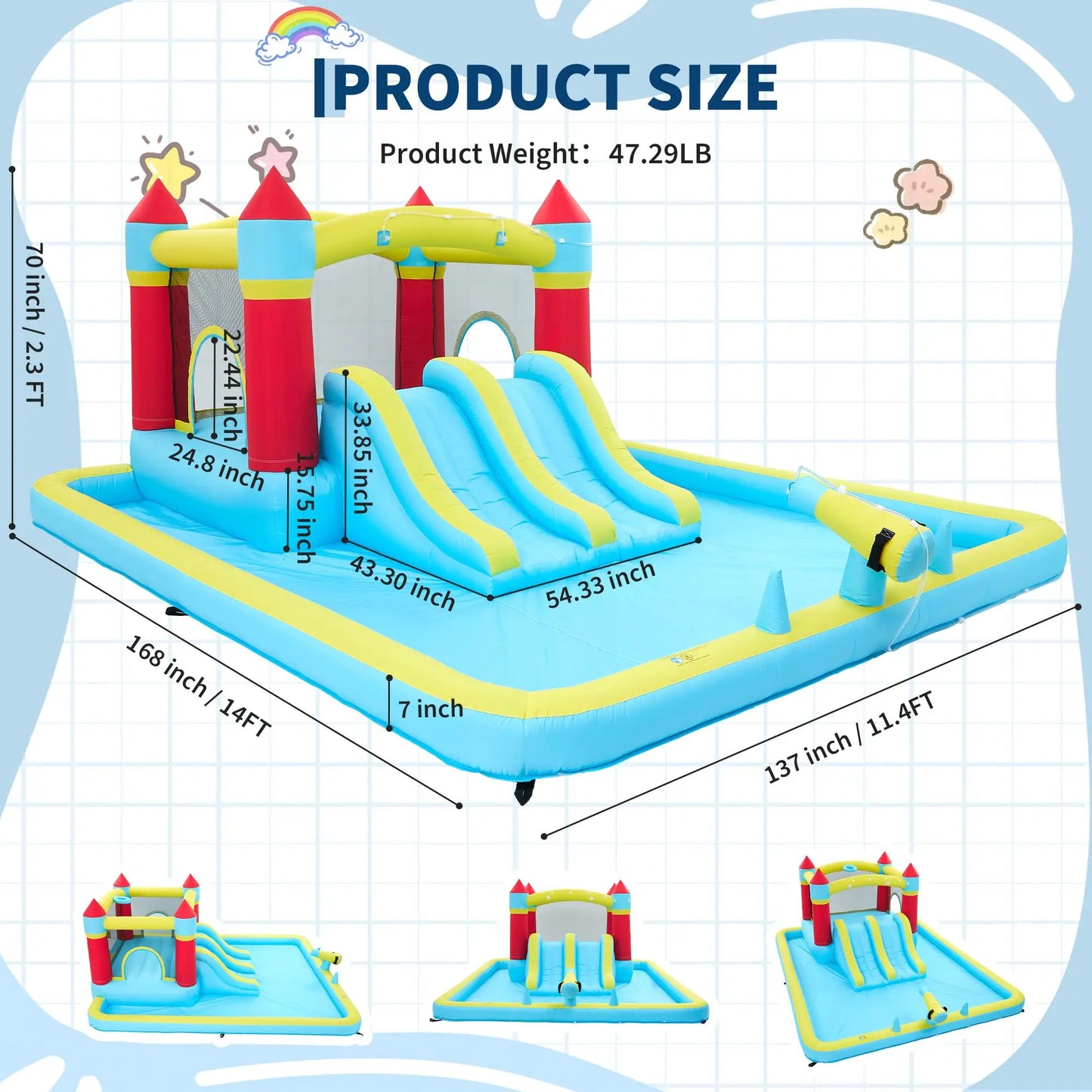 HiMISS 7-in-1 Inflatable Bounce House With Slide And Water Park