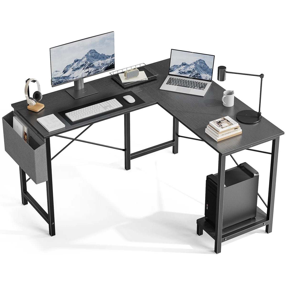JHK L Shape Computer Desk With CPU Storage Shelf