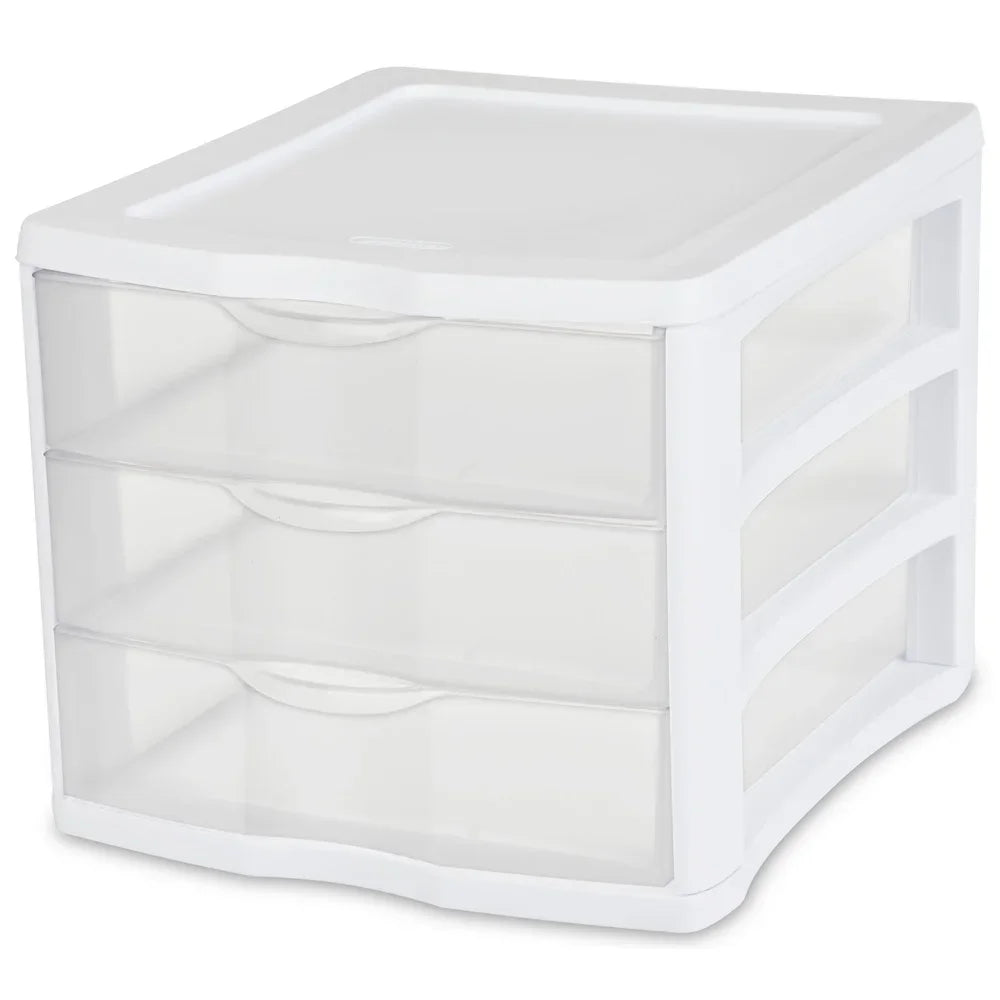 NONECN 3-Drawer Clear Plastic Desktop Storage Organizer
