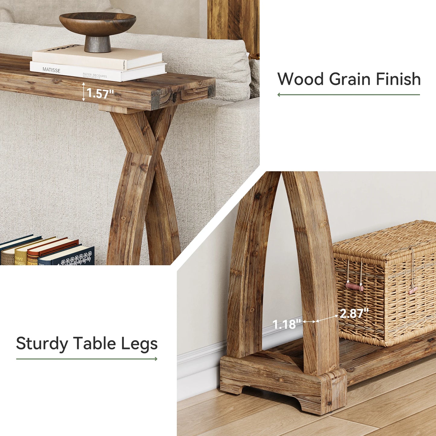 Tribesigns Solid Wood Console Table With Two Tier Storage