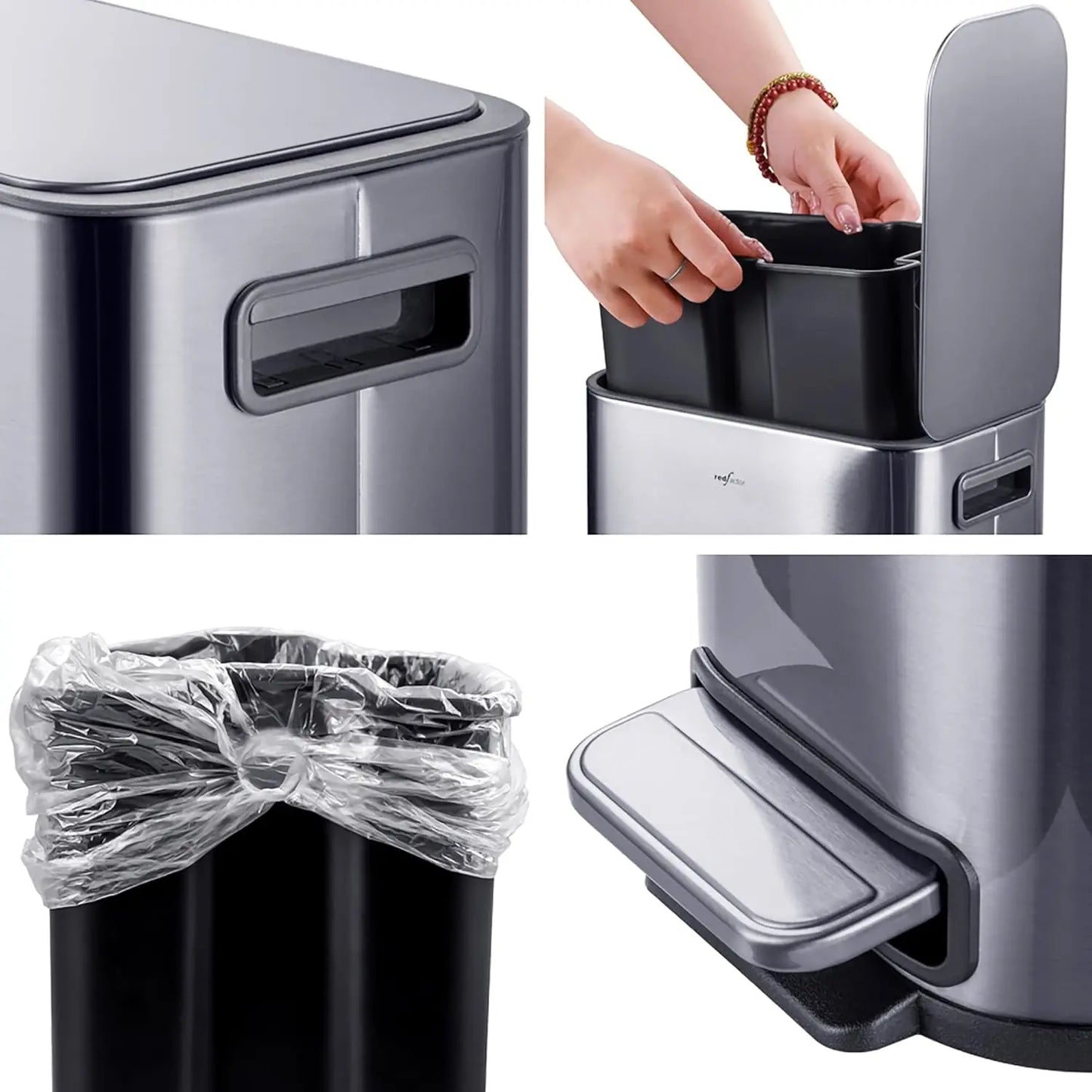 Stainless Steel Pedal Trash Can With Soft Close Lid
