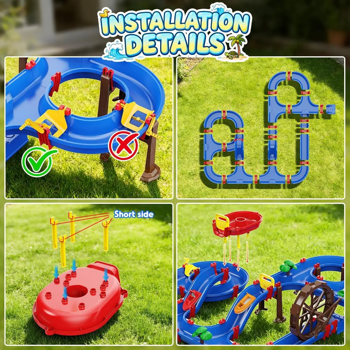 VATOS Summer Outdoor Water Truck Toy With 2 Tier Water Wheel Playset