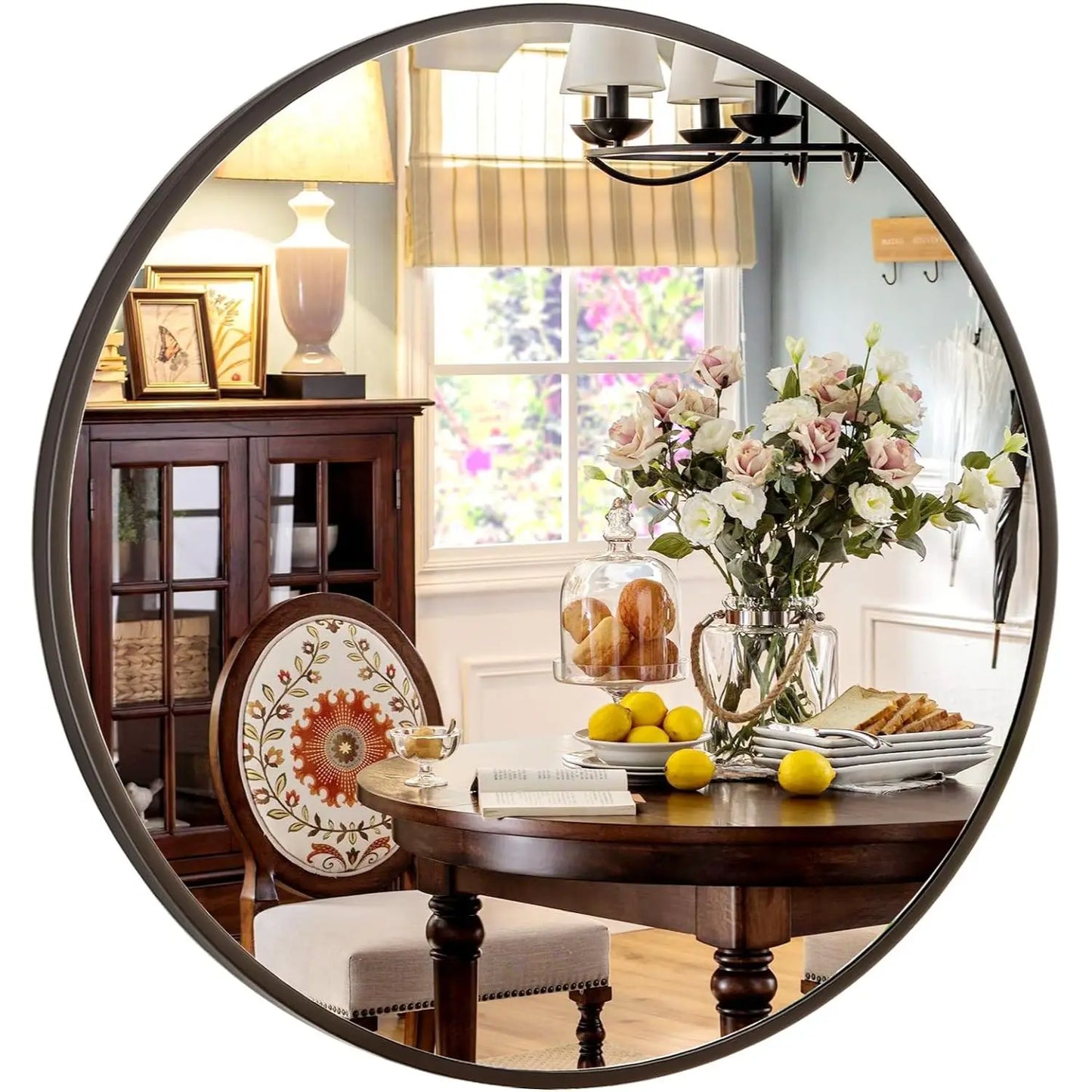 Round Metal Wall Mirror for Entryway and Living Spaces
