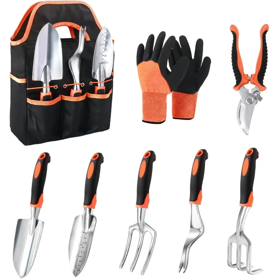 Garden Tools Set 8 Piece Gardening Tools Set with Non Slip Ergonomic Handle Heavy Duty Garden Tool Set with Storage Bag Gardeni