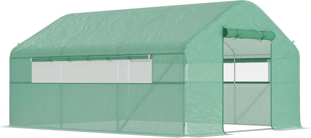 13' x 10' x 6.5' Hoop House Greenhouse with Large Windows and Zippered Door, Large Walk-in Tunnel Green House