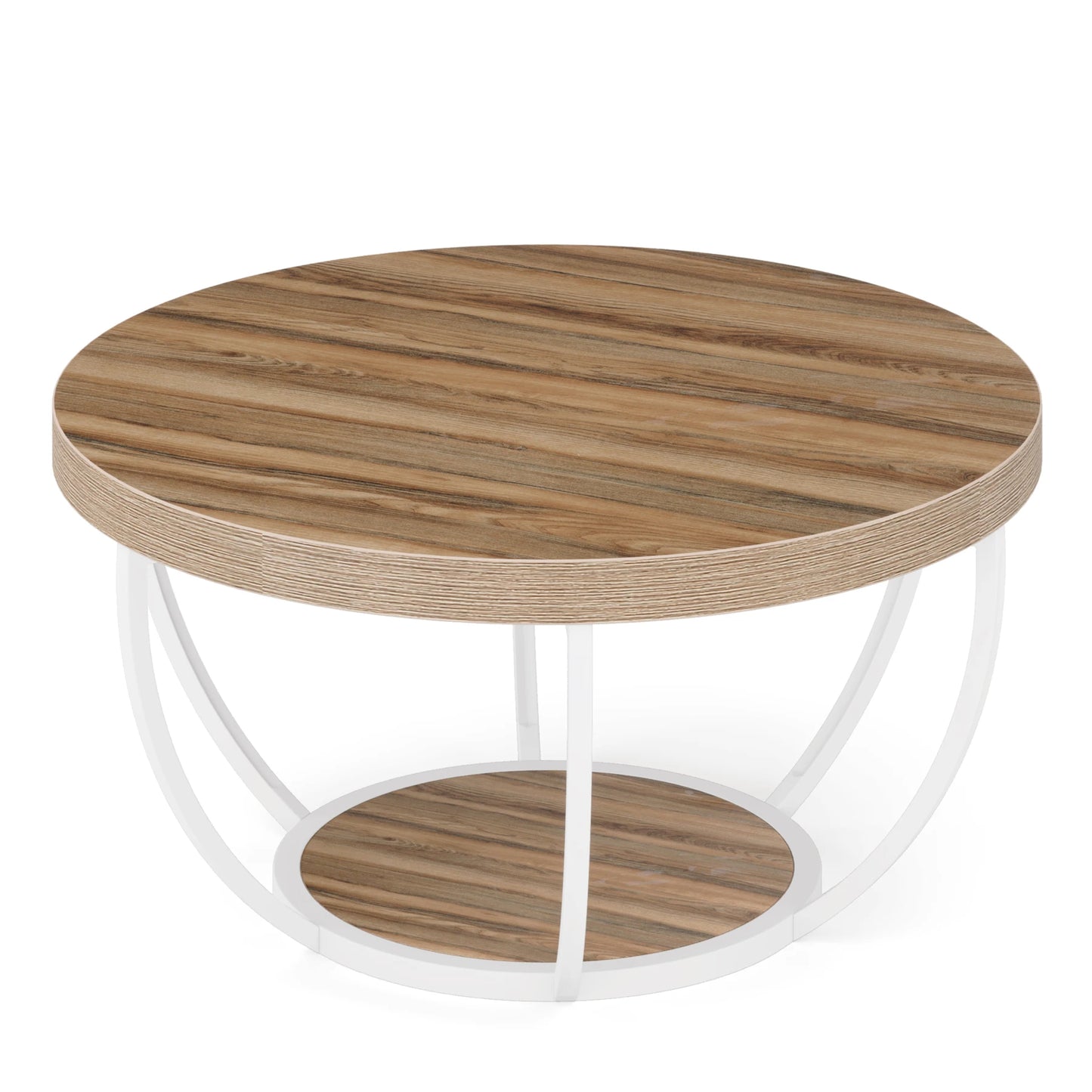 Tribesigns Round Coffee Table With Storage Shelves
