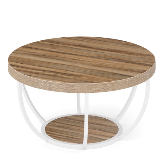 Tribesigns Round Coffee Table With Storage Shelves