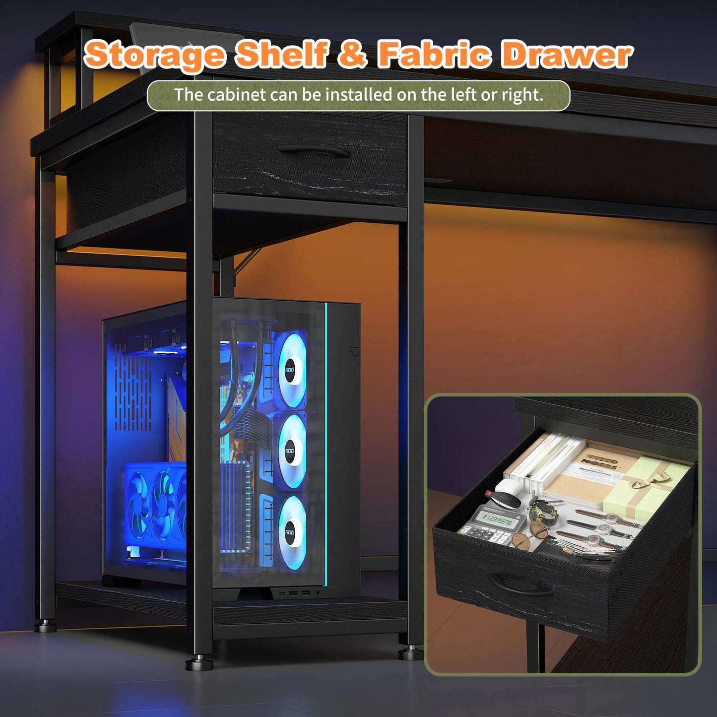 EnHomee 53 Inch L Shaped Gaming Desk With Hutch