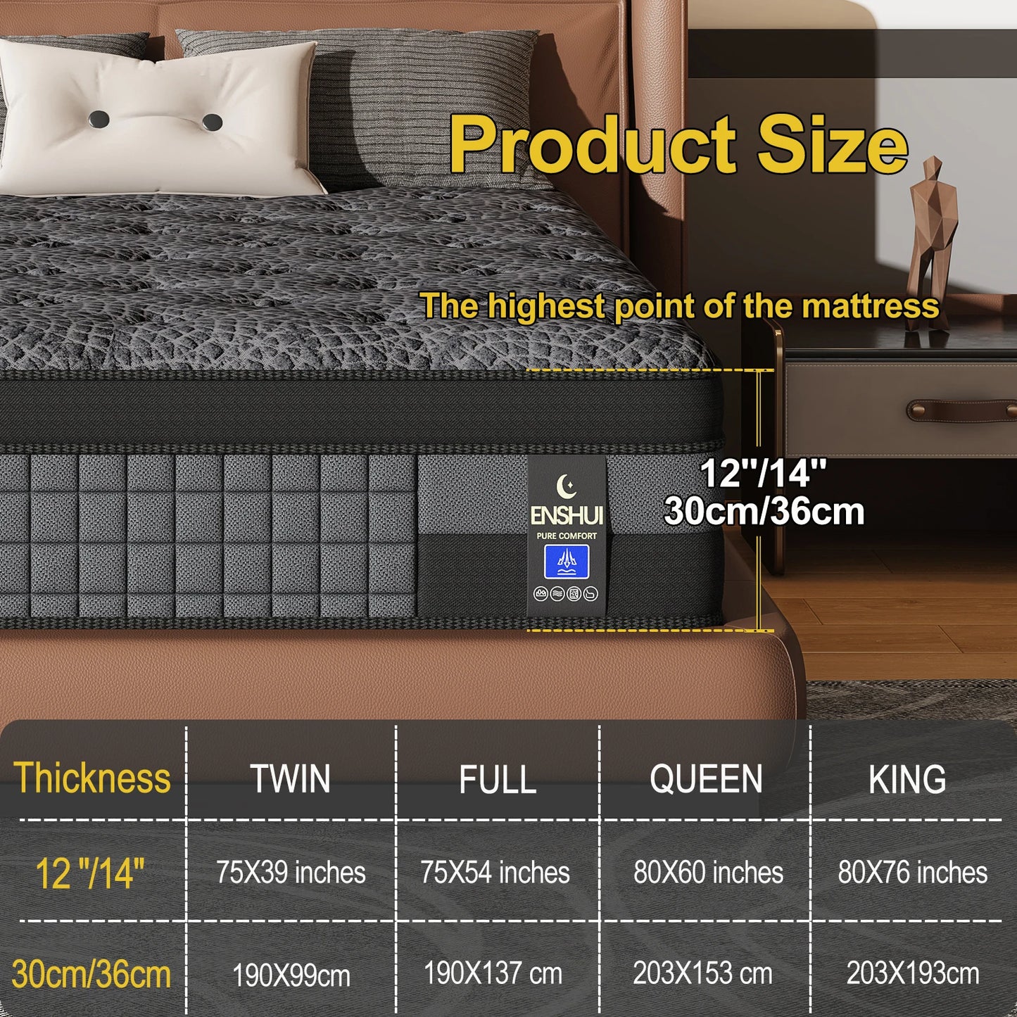 Memory Foam and Spring Hybrid Mattress With Lumbar Support